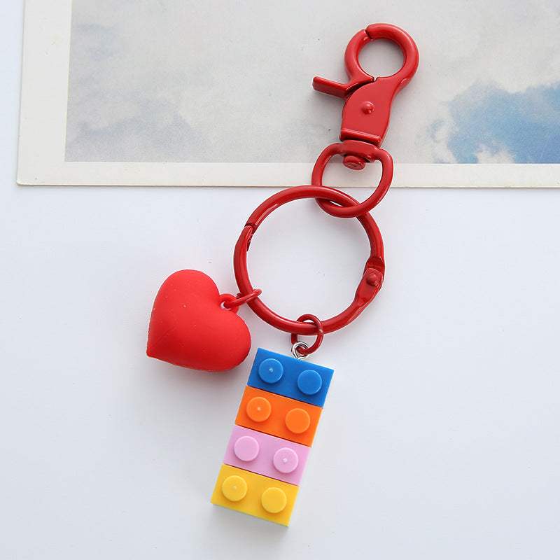 Wholesale Resin Three-dimensional Love Building Blocks Creative Keychain